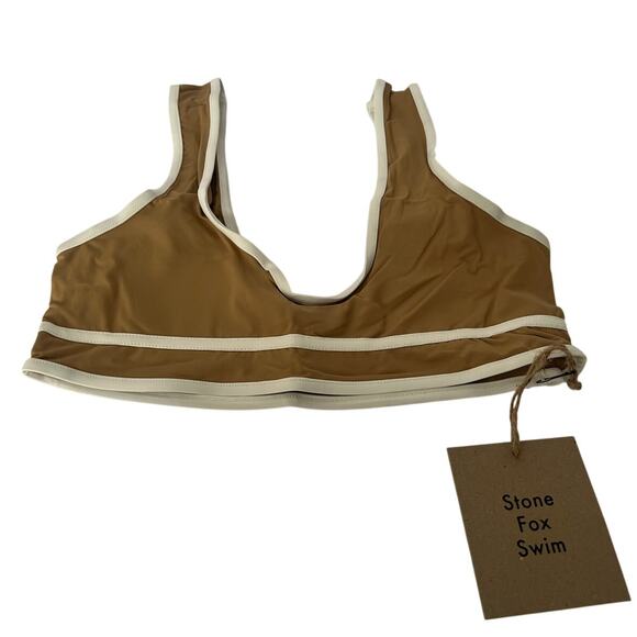 NWT Free People Stone Fox Swim Women's Dhalia Scoop Neck Bikini Top Brown Size S - Picture 1 of 8